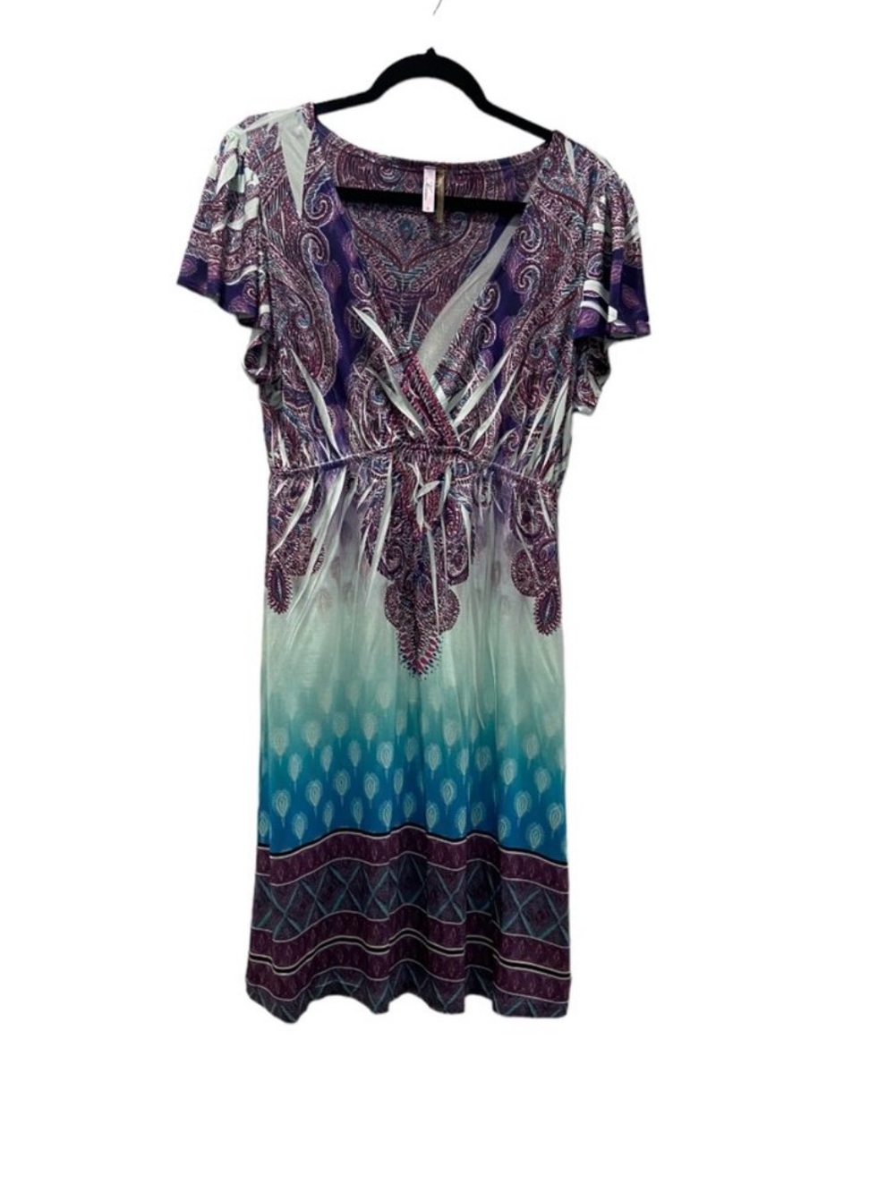 Kiara Purple and Teal Paisley Print Dress